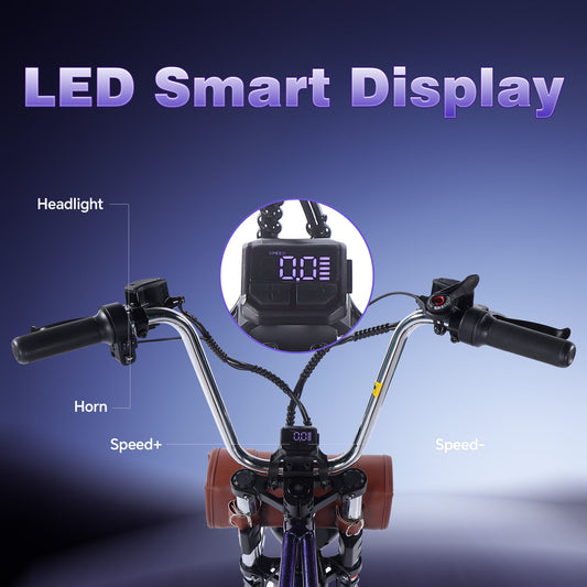 DS-9 Adult Electric Bike(blue) – 7-speed transmission, 1500W peak power, top speed of 55 km/h, equipped with a 48V 20.8Ah battery, 20" x 4" fat tires, high stability, and strong endurance.