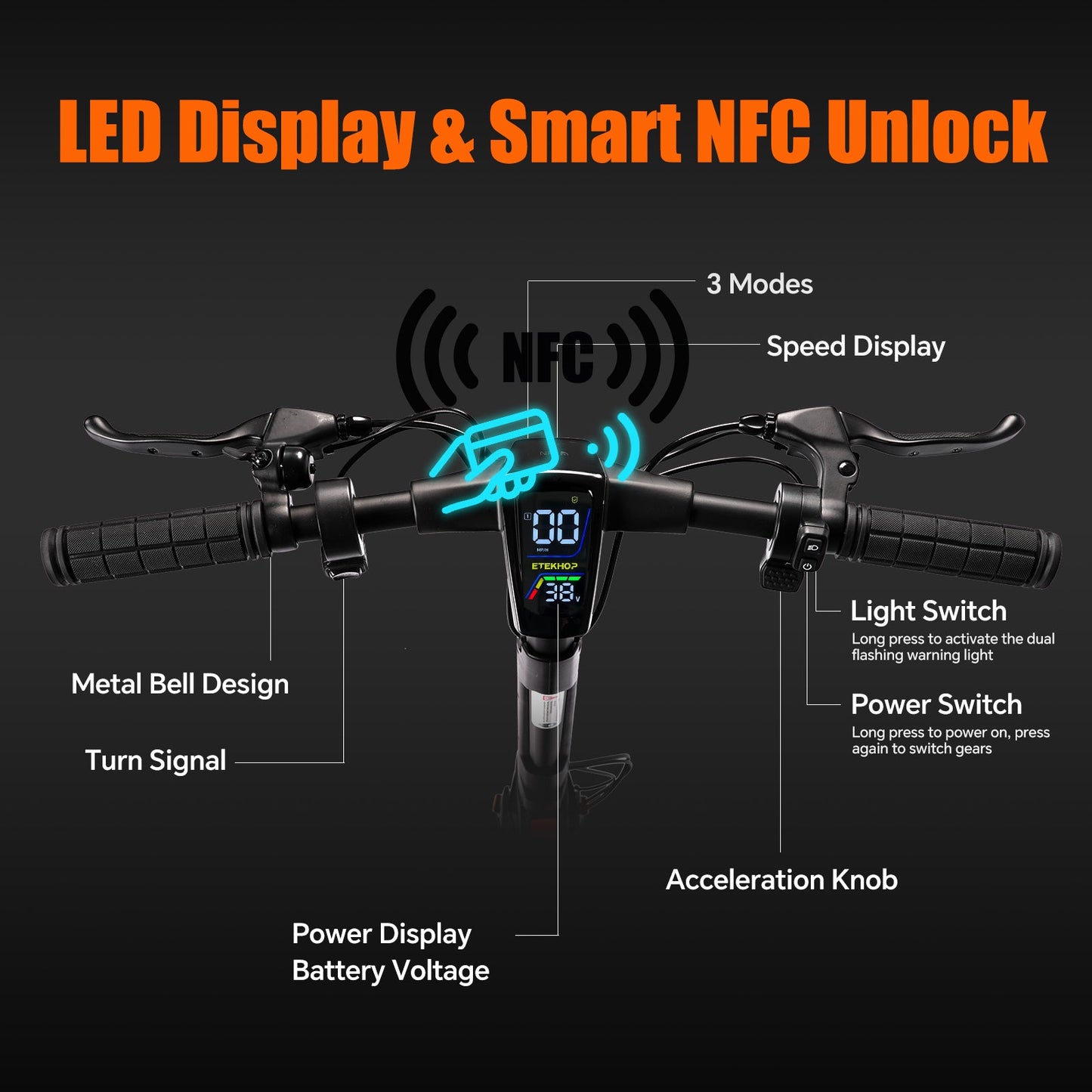 Electric Scooter for Adults, 30 Miles Long Range, 350W Peak Motor, 24MPH Max Speed, 36V15AH Samsung Battery, with NFC Unlock & APP Control, 9" Fat Tires Portable Folding Escooter