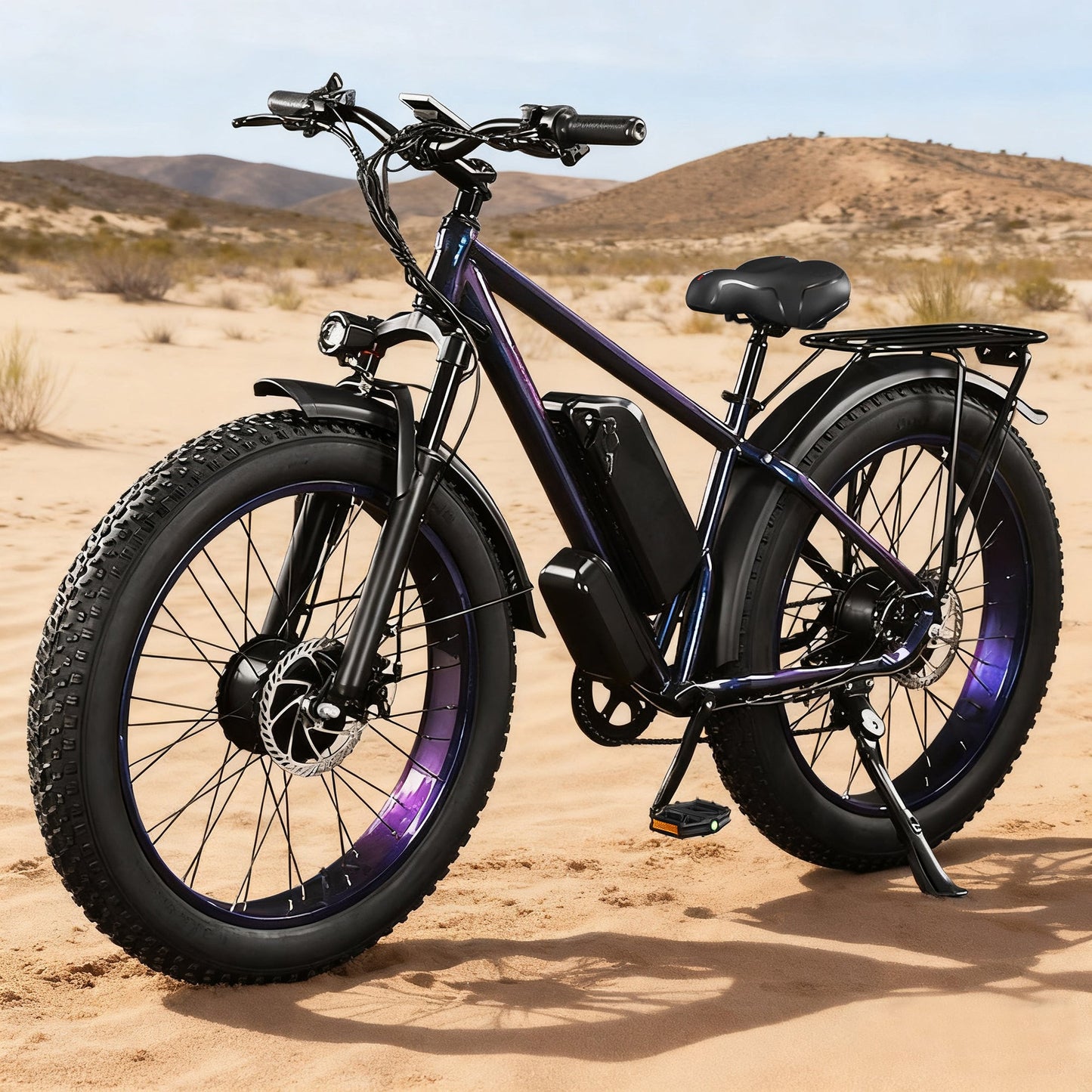 DS-8 Dual Motor Adult Electric Bike – 7-Speed, 1500W Peak Power Electric Bike, Top Speed 65 km/h, Equipped with 48V 20.8Ah Battery, 26" x 4" Fat Tires, Long Range Capability, Suitable for Mountains, Snow, and Sand.