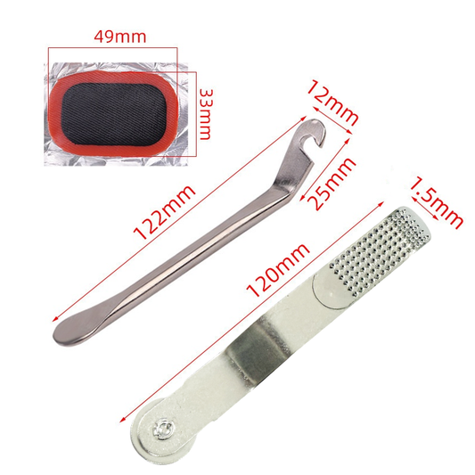 Bicycle cold repair rubber pry tire rod quick tire repair tool set, glue free tire patch tire repair combination tool box