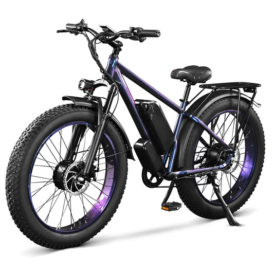 DS-8 Dual Motor Adult Electric Bike – 7-Speed, 1500W Peak Power Electric Bike, Top Speed 65 km/h, Equipped with 48V 20.8Ah Battery, 26" x 4" Fat Tires, Long Range Capability, Suitable for Mountains, Snow, and Sand.