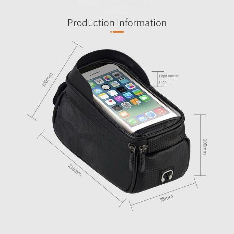 Bicycle front beam bag, waterproof mountain bike front bag, mobile phone storage, cycling hanging bag, road bike upper tube saddle bag, waterproof multifunctional storage bag, sports cycling mobile phone bag