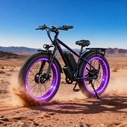 DS-8 Dual Motor Adult Electric Bike – 7-Speed, 1500W Peak Power Electric Bike, Top Speed 65 km/h, Equipped with 48V 20.8Ah Battery, 26" x 4" Fat Tires, Long Range Capability, Suitable for Mountains, Snow, and Sand.