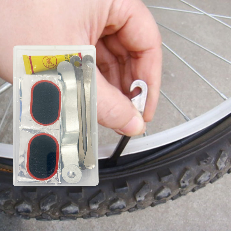 Bicycle cold repair rubber pry tire rod quick tire repair tool set, glue free tire patch tire repair combination tool box