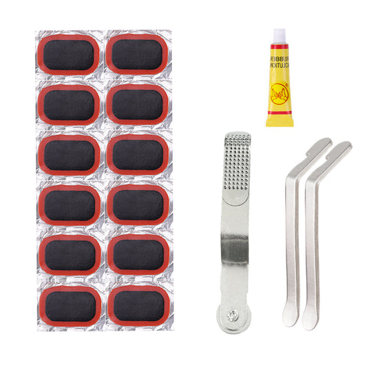 Bicycle cold repair rubber pry tire rod quick tire repair tool set, glue free tire patch tire repair combination tool box