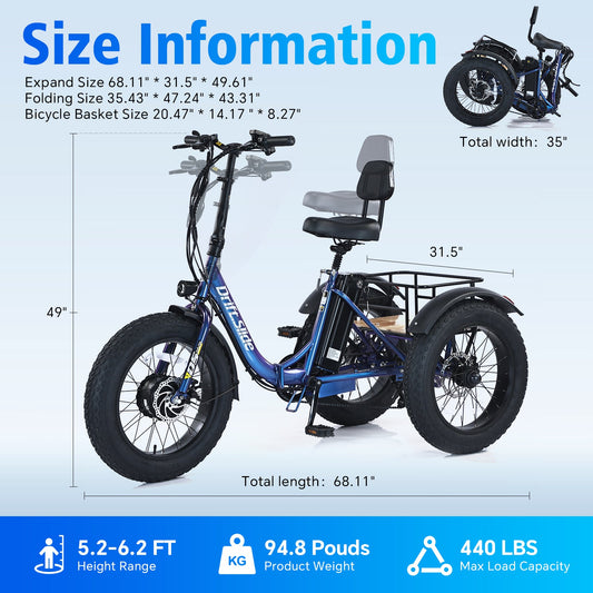DRIFT.SLIDE Electric bicycles and three wheeled electric bicycles are convenient shopping carts for grocery shopping, foldable for easy storage, and the preferred choice for long endurance and comfortable living